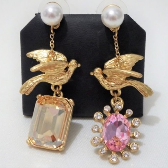Oscar de la Renta Jewelry - Oscar De La Renta RUNWAY Gold Dove
Mismatched Gem Earrings